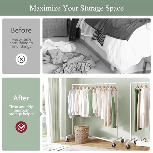 Tajsoon Rolling Clothing Racks For Hanging Clothes Z Rack Hold 230LBS Industrial Clothing Rack with Wheels Lockable, Heavy Duty Garment Rack Clothes Hanging Rack for Storage and Organization, Black