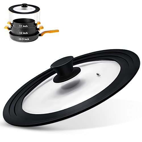 Universal Lid for Pots, Pans and Skillets, Pot Lid With Heat Resistant Silicone Rim and Tempered Glass, Fits 8