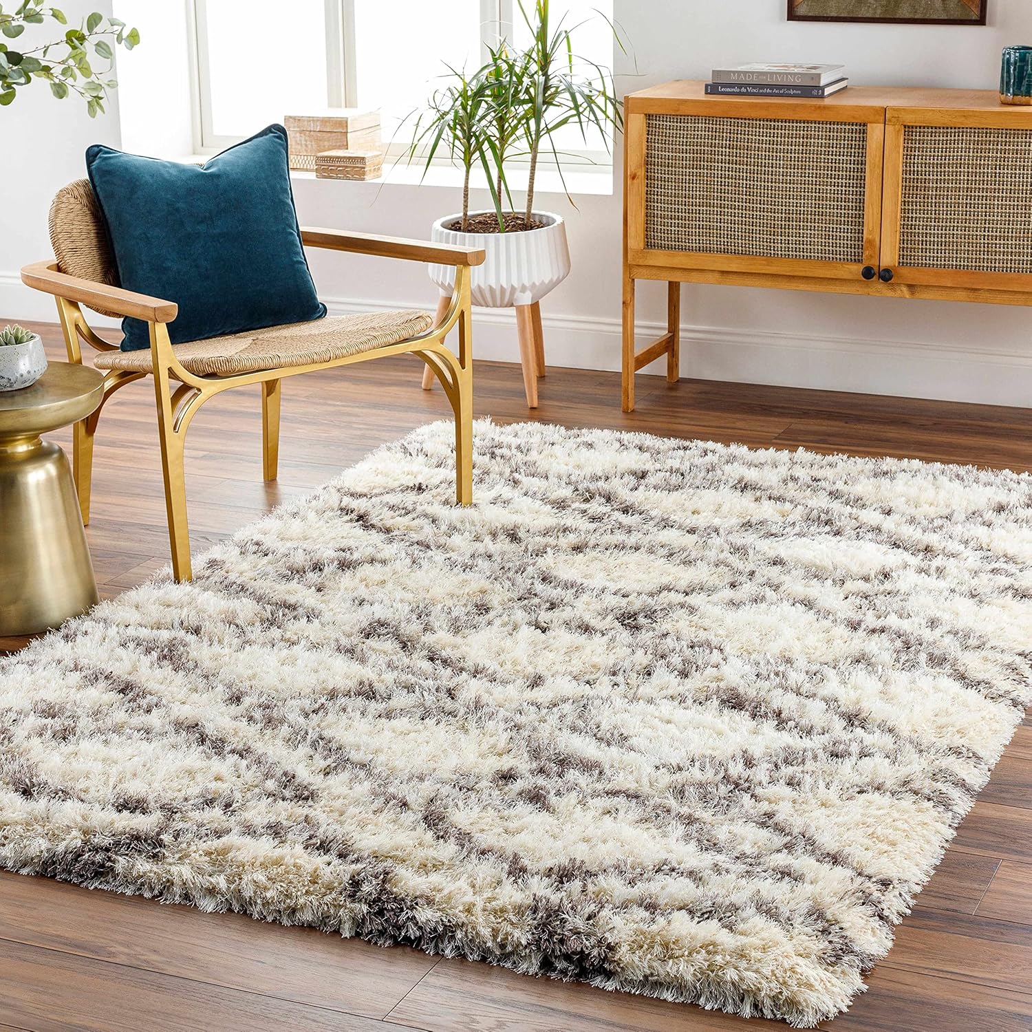 Hauteloom Seabrook Wool Living Room, Bedroom Area Rug - Bohemian/Global - Plush Pile - Beige, Gray, Brown - 7'10