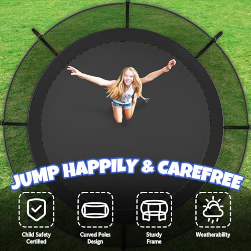 12FT 14FT 16FT Trampoline, Outdoor Trampolines for Kids and Adults, Recreational Big Trampoline with Basketball Hoop, Round Trampoline with Sprinkler for Backyard, ASTM Certified