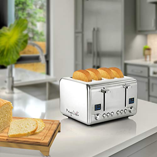 Megachef 4 Slice Toaster in Stainless Steel Red