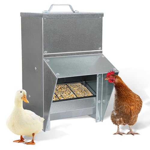50lb Capacity Galvanized Chicken Feeder Weatherproof Coop Dispenser