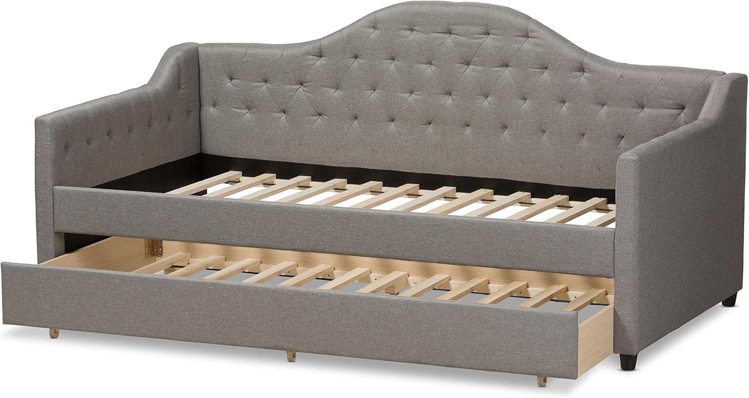 Baxton Studio Peola Modern Fabric Daybed with Trundle, Twin