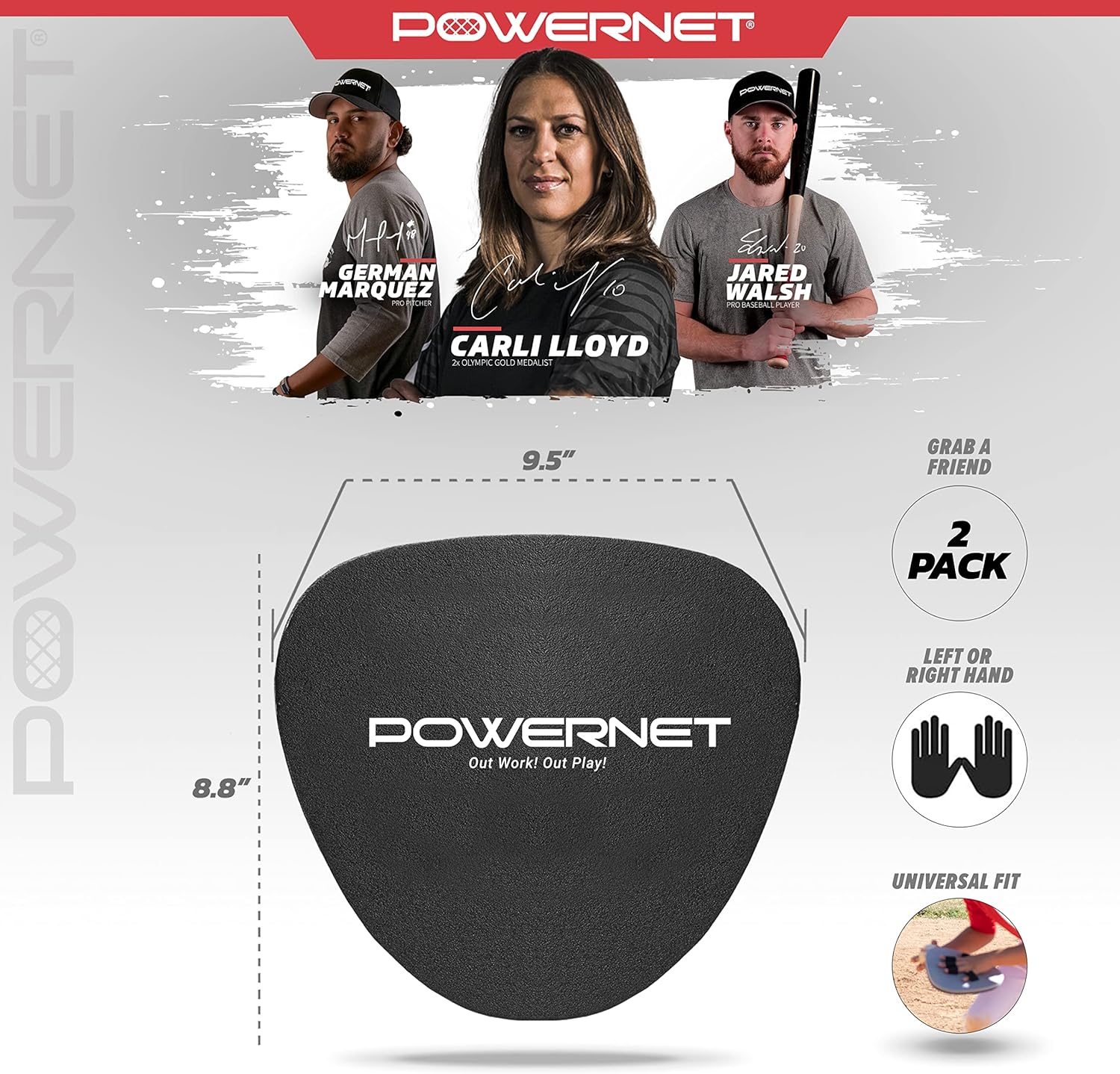 PowerNet Corbin Carroll Perfect Fielder, Soft Hands Training Tool for Baseball and Softball, Improve Transition Time from Glove to Throwing Hand, Right and Left Hand Use (Perfect Fielder 2-PK Only)
