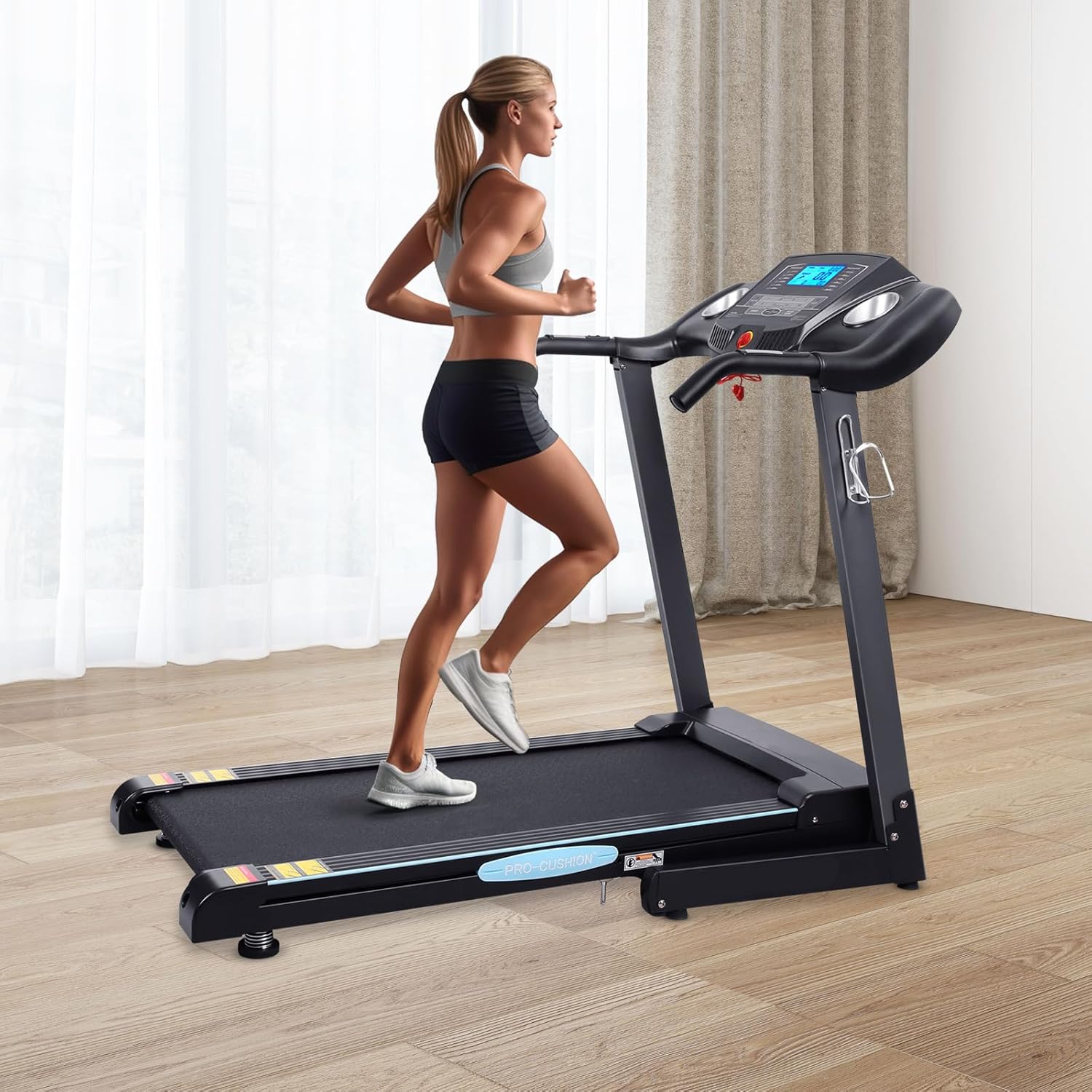 Folding Treadmill 12% Incline Treadmill with Auto Incline 2.5 Horse Power 15 Preset for Home Use 8.5 mph Range