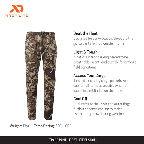 First Lite Men's Trace Pant - Ultralight Breathable Camo Hunting Pants