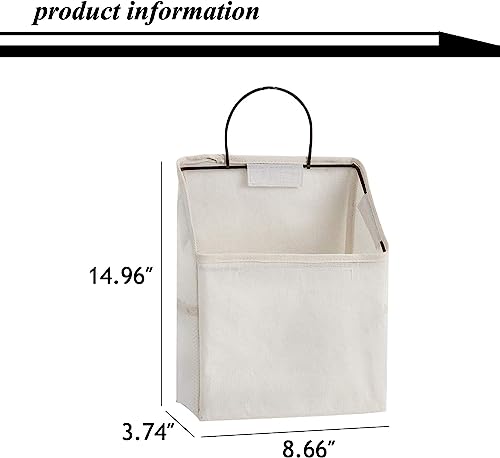 2 Pcs Wall-Hanging Storage Bags, Desktop Organizer Basket Cotton Linen Hanging Storage Basket for Kitchen,Bderoom,Living Room