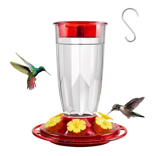 Kingsyard 2 Pack Hummingbird Feeder for Outdoors Hanging - 6 Bee Guard Feeding Ports & Built-in Ant Moat, Wild Bird Feeder for Outside Garden Yard Patio 16 Oz, Clear