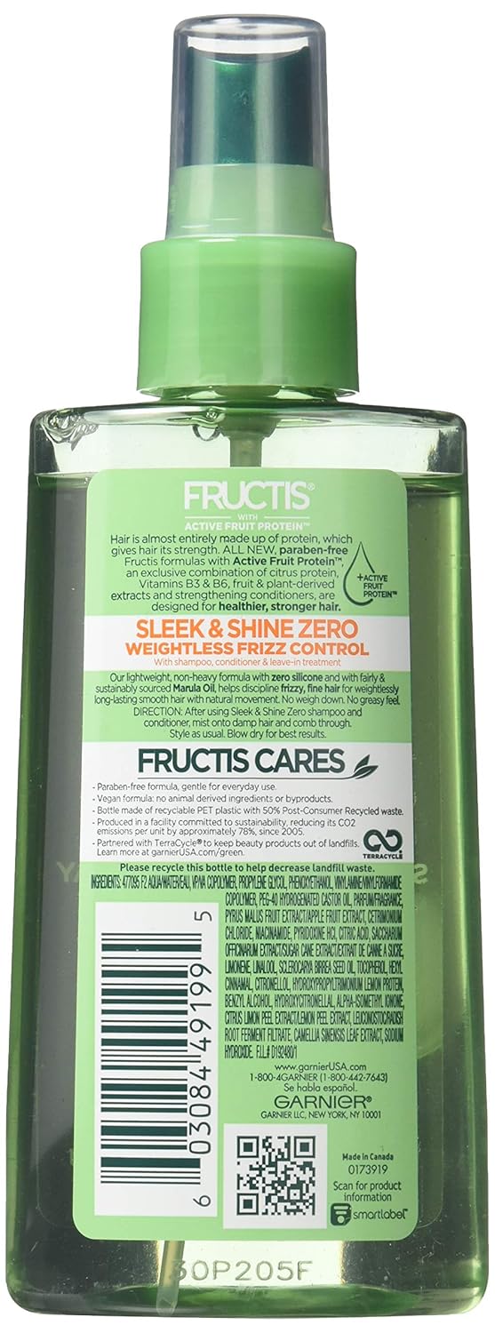 Garnier Fructis Sleek & Shine Zero Smoothing Light Spray light green, 5 Fl Oz