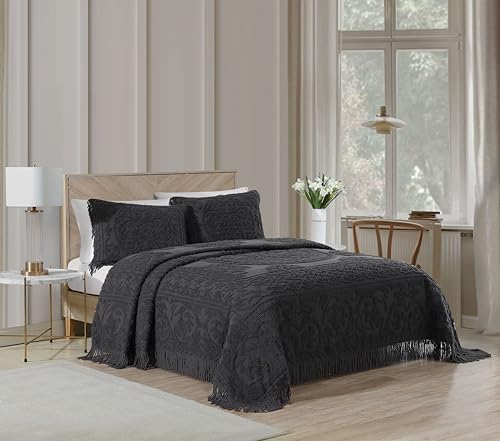 Beatrice Home Fashions Medallion Chenille Bedspread, Full, Sage