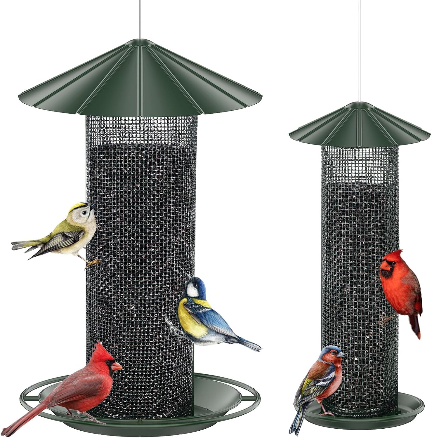 Bird Feeder 2 Pack for Nyjer/Thistle Seeds,Metal Mesh Squirrel Proof Bird Feeder,Bird Feeders for Outdoors Hanging,Attracting Finch,Cardinal,Chickadee and More Wild Bird