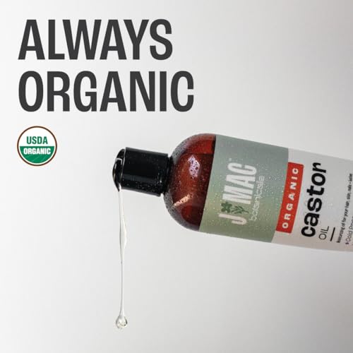 J MAC BOTANICALS Organic Castor Oil (8 oz) Cold Pressed, BPA Free, Castor hexane free, for face, skin, eyelashes, Certified USDA Organic