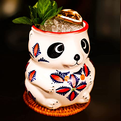 Tiki Mugs Cocktail Set of 2 - Ceramic Hawaiian Party Mugs Drinkware, Cute Cocktail Glasses, Tiki Bar Professional Barware