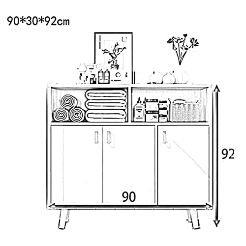 Mid-Century Modern Chest, Bedside Table with 2 Open Storage Shelf and 3 Cabinet Doors, End Table, Nightstand for Bedroom (Style 3)