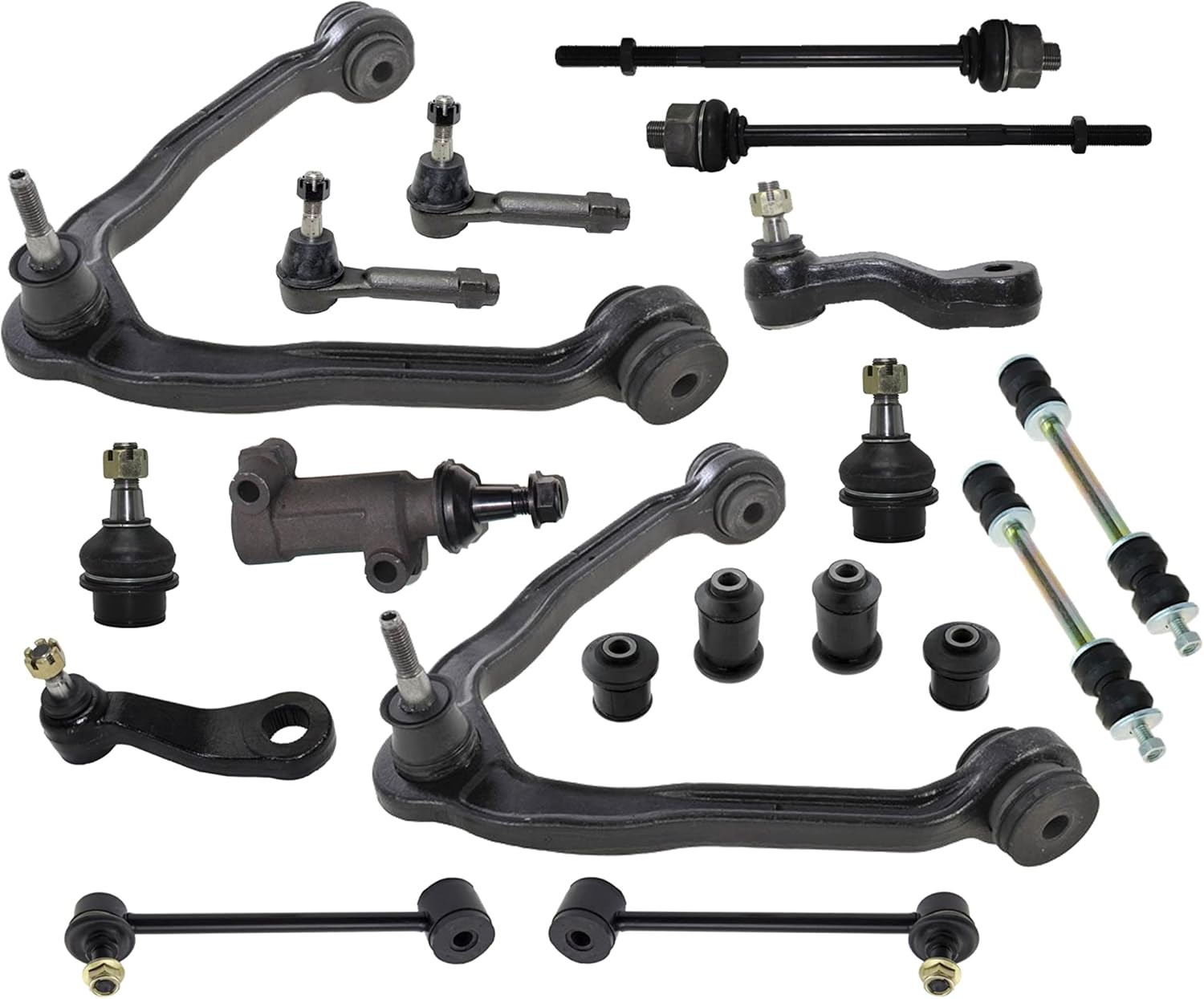 19 Pc Upper Control Arm, Lower Ball Joints, Idle & Pitman Arms, Tie Rod Ends, Sway Bar Links, Lower Control Arm Bushings Set, Idler Arm Assembly Front & Rear Suspension Kit