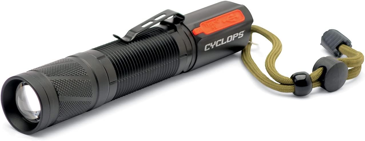Cyclops Handheld Aluminum Housing 1200 Lumens Rechargeable Pocket Flashlight for Camping, Hiking, Emergency