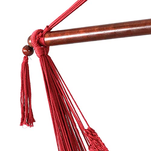 Sunnydaze Caribbean-Style Hanging Rope Hammock Chair Swing with Adjustable Stand - 300-Pound Capacity - Mocha