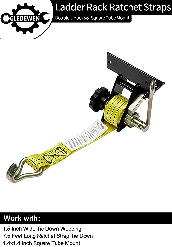 Ladder Rack Ratchet Straps with J-Hook (4 PCS), 1.4