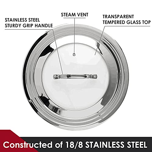 Stainless Steel Universal Lid for Pots, Pans and Skillets - Fits 7