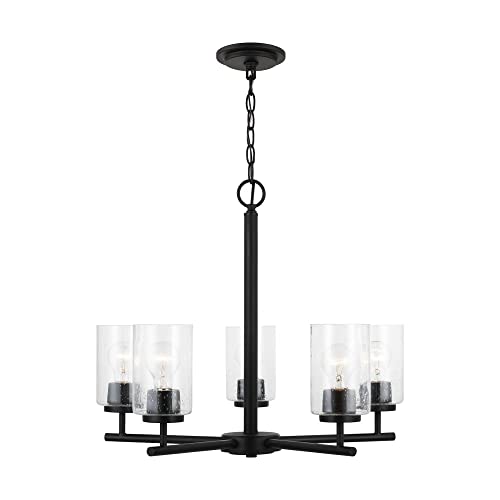 Generation Lighting 31170-710 Oslo - 3 Light Chandelier in Contemporary Style-16.5 Inches Tall and 15 Inches Wide, Bronze Finish with Clear Seeded Glass