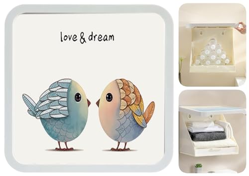 Bathroom Mural Clothes Folding Storage Box Waterproof Hanging Storage Organizer No-Punch Wall Mounted Mural Storage Cabinet Decorative Storage Space Saving