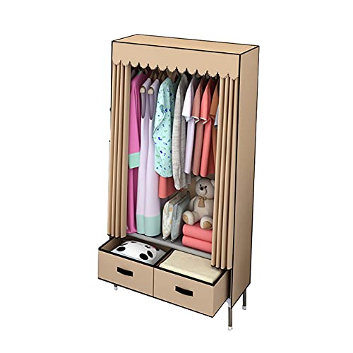 Corner Wardrobe, Portable Fabric Wardrobe Solid Color Bedroom Open Wardrobe with Drawer Design Storage Closet(Size:168 * 140 * 45CM) (168 * 140 * 45CM)