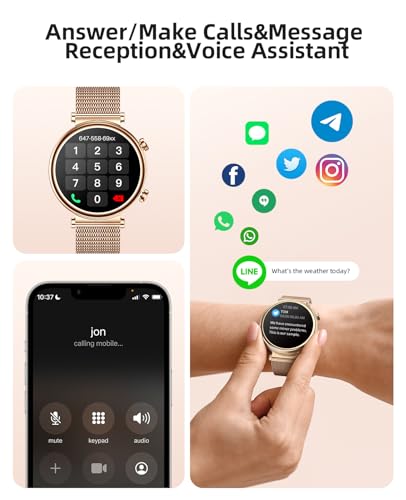 2024 Smart Watch (Answer/Make Calls), AMOLED Display Fitness Tracker, Heart Rate/Sleep Monitor/Pedometer/Calories, Multiple Sports Modes, Waterproof Women's Watch for Android iPhone