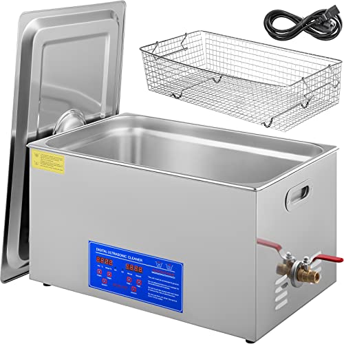 VEVOR 30L Industrial Ultrasonic Cleaner with Digital Timer&Heater 40kHz Professional Large Ultrasonic Cleaner Total 1100W for Wrench Tools Industrial Parts Mental Instrument Apparatus Cleaning