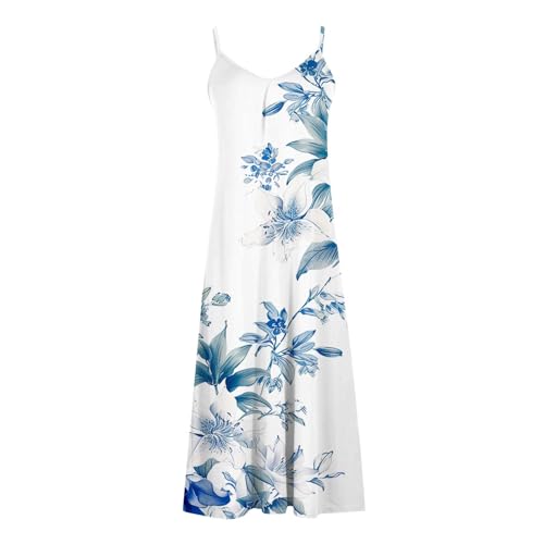 Formal Dresses for Women 2024 Summer Casual Beach Dress Sleeveless Printed Maxi Dress Vacation Flowy Loose Dress