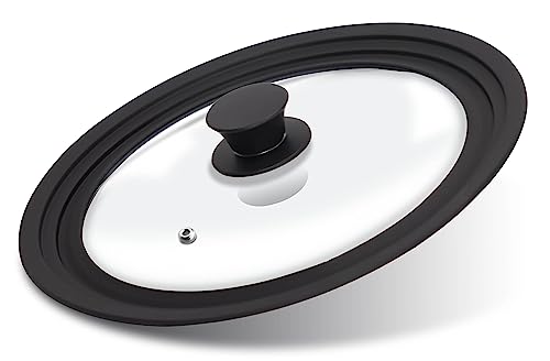 Tempered Glass Lid Set of 2 - Universal Lids with Heat Resistant Silicone Rim for Pots, Pans and Skillets - Pan Cover Replacement Lids Fit 7