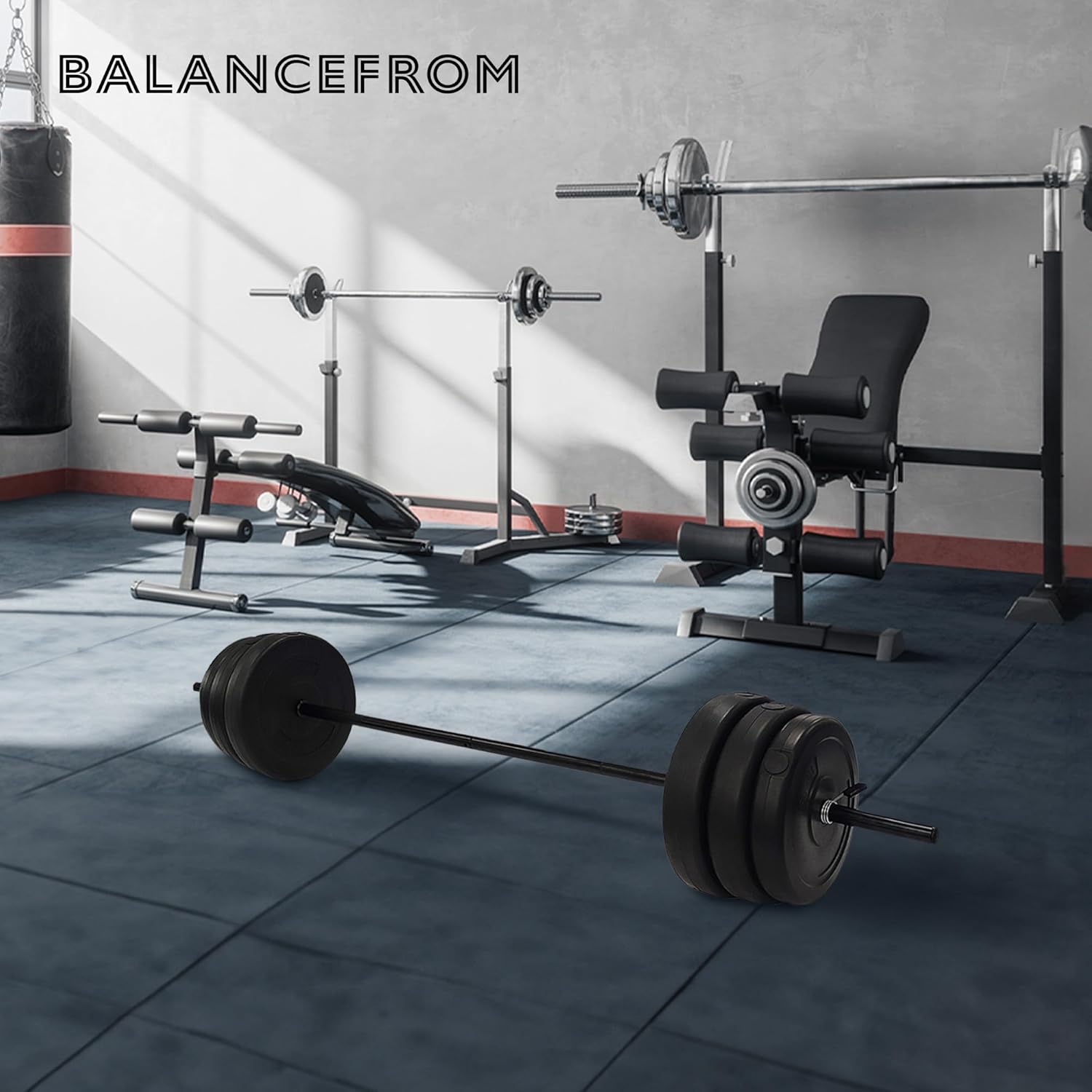 BalanceFrom Vinyl Standard Weight Set, 100 lbs, Black (VNL100)