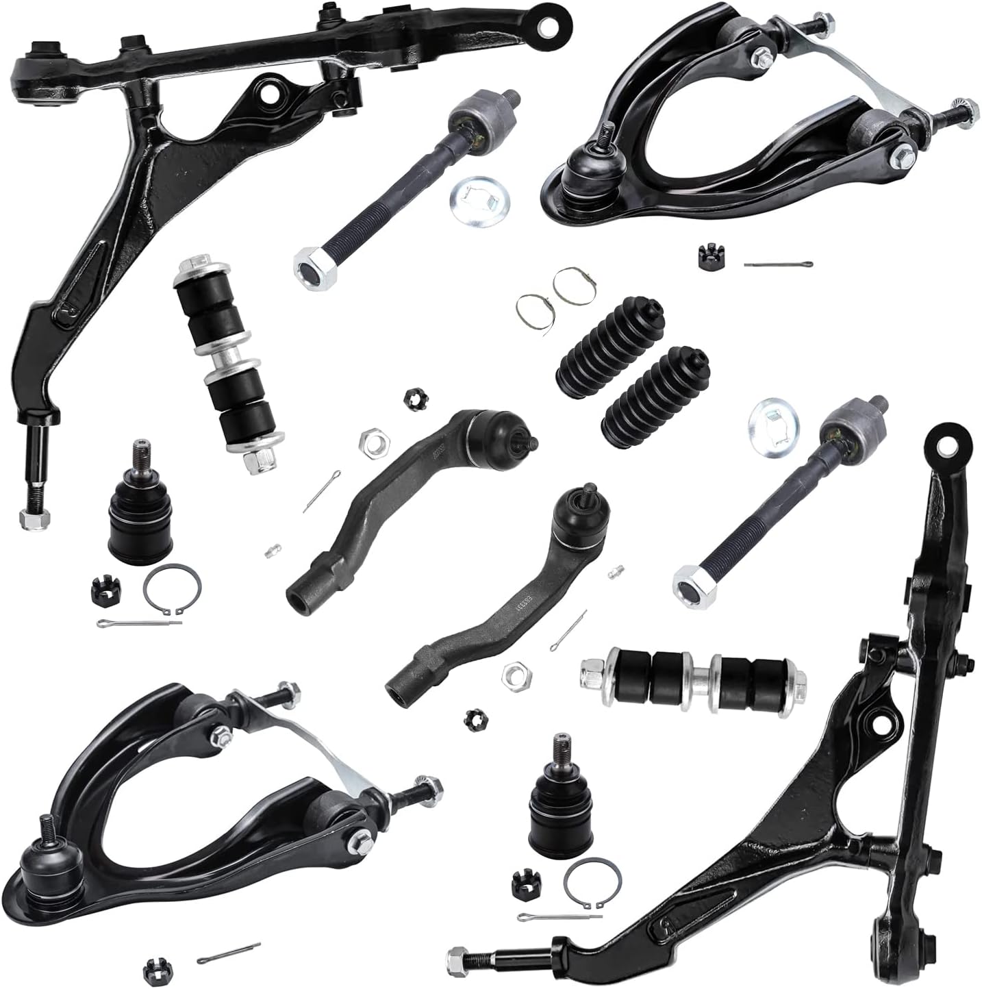 Detroit Axle - Front End 14pc Suspension Kit for 92-95 Honda Civic 1992 1993 1994 1995 Control Arms Lower Ball Joints Sway Bar Links Tie Rods Boots 94-01 Acura Integra Replacement
