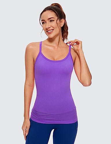 CRZ YOGA Seamless Workout Tank Tops for Women Racerback Athletic Camisole Sports Shirts with Built in Bra