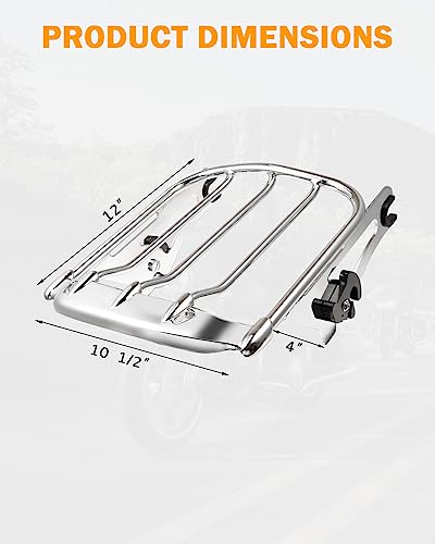 PBYMT Gloss Black Detachable Two up Mounting Luggage Rack Compatible for Harley Touring Street Glide Road King Electra Glide 2009-2024 (Vivid Black)