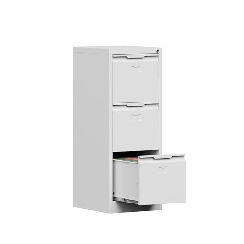 3 Drawer Vertical File Cabinet with Lock, Metal Filing Cabinet for Home Office, Locking File Cabinet for A4/F4/Legal/Letter, Assembly Required (Black, 3 Drawer)