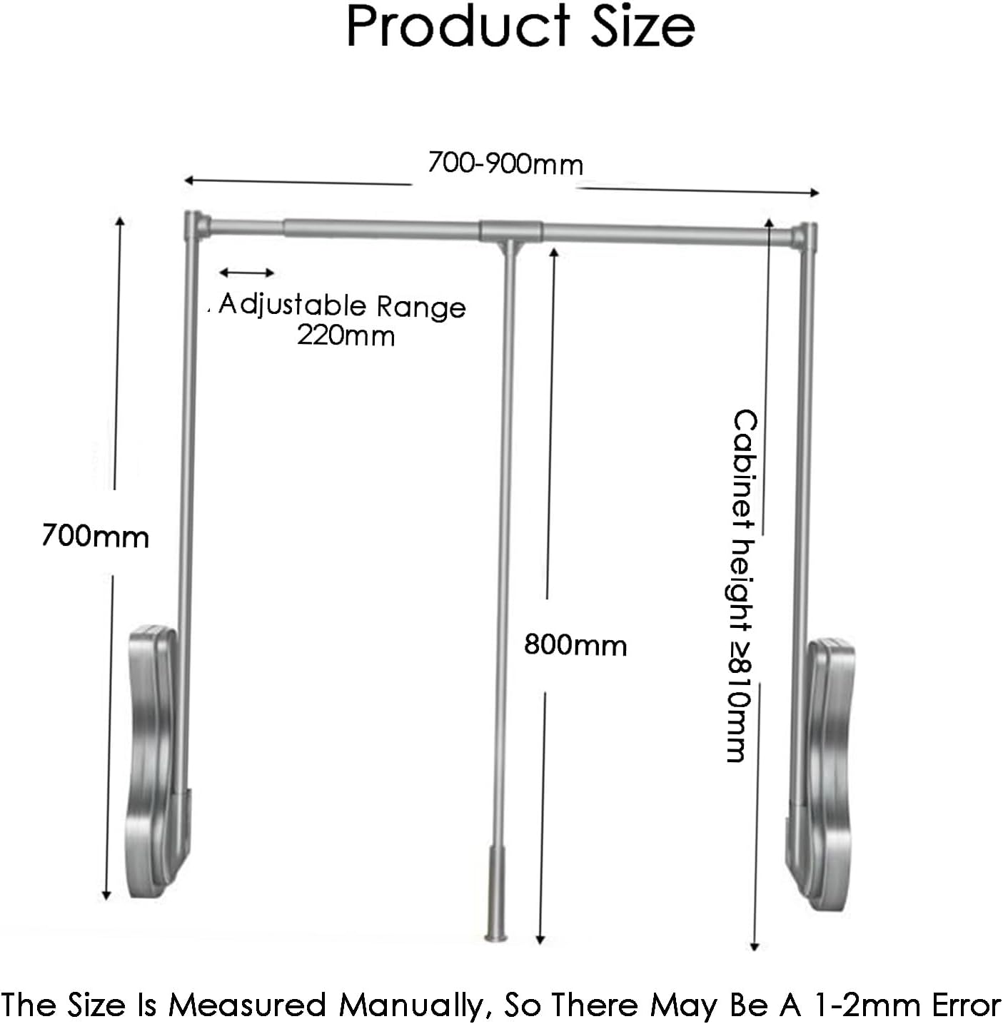 Pull Down Closet Rod,Lift Clothes Organizer Storage,Cabinet Hanging Rail Lift with Aluminium Rod Space Saving,for Wardrobe Closet Cloakroom Cupboard
