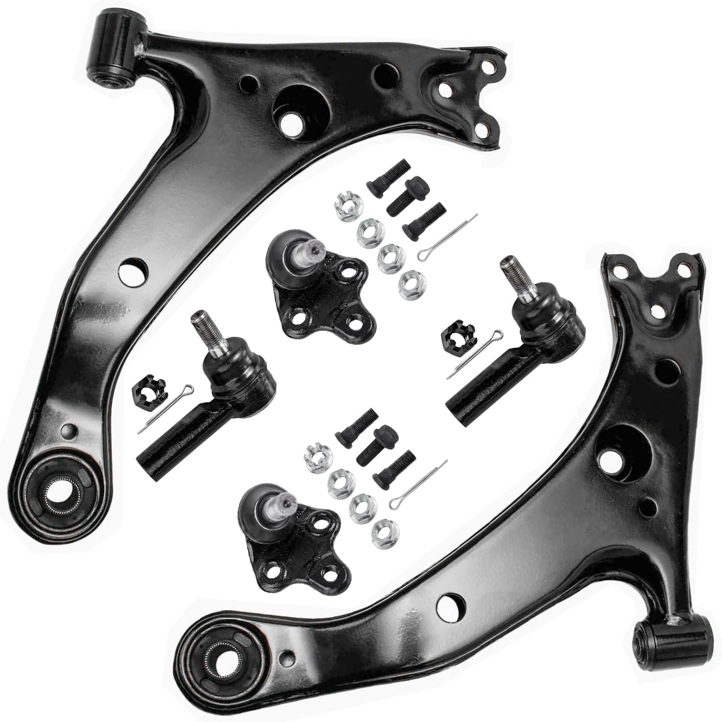 Detroit Axle - 6pc Front End Control Arms Kit for Toyota 1996-2002 Corolla 2 Lower Control Arms 2 Lower Ball Joints 2 Outer Tie Rod Ends 1997 1998 1999 2000 2001 Replacement