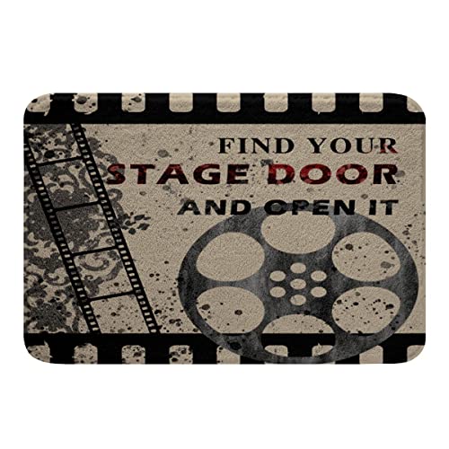 Vintage Cinema Movie Theater Btah Rugs for Shower Tub Cinema Poster Design Bathroom Rugs for Rustic Wooden Old Fashion Home Decor Chair Bath Mats for Bathroom 20