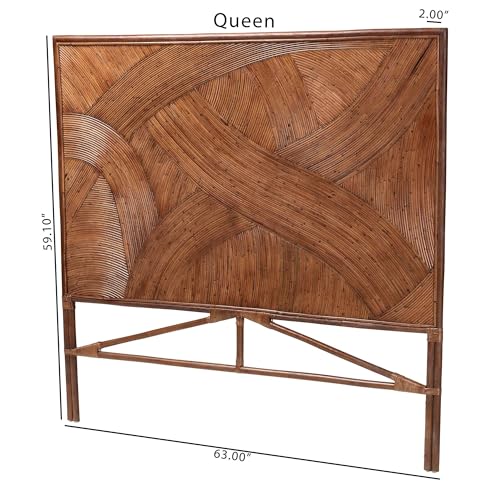 bali & pari Elettra Natural Rattan Standalone Headboard, Queen, Dark Brown