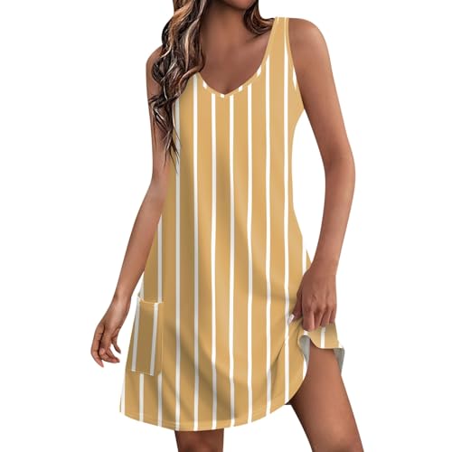 Sundresses for Women 2024 Floral Print Boho Mini Dress Sleeveless V Neck Tank Dress Going Out Vacation Sundress