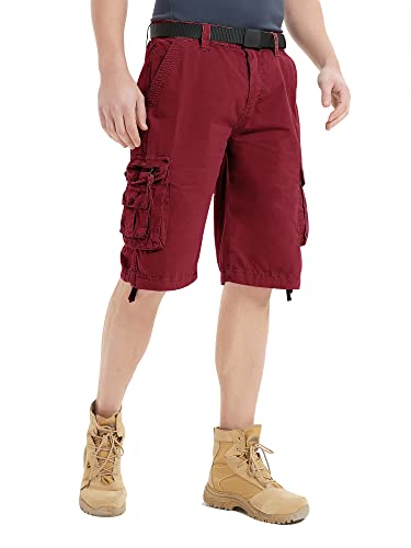 Men's Belted Cargo Shorts 13 Inch Ripstop Cotton Relaxed Fit Casual Work Shorts