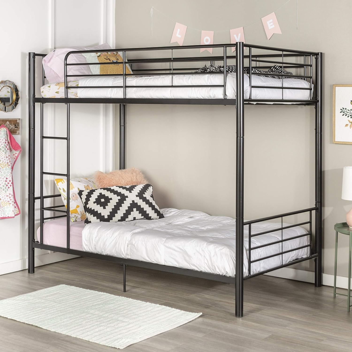 Sunrise Metal Twin-Over-Twin Bunk Bed in Black