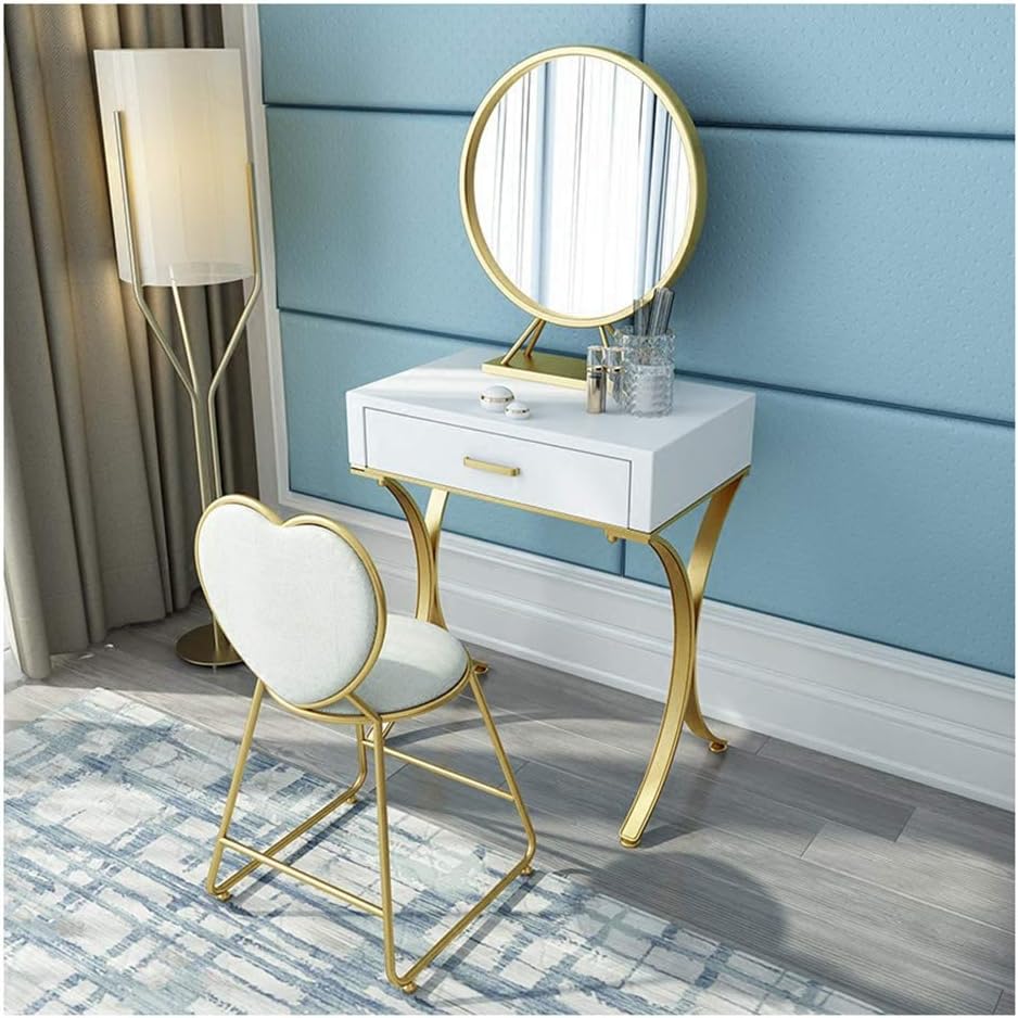 Vanity Table Set Dressing Table Set,Mirror and Stool,Drawers Adjustable Vanity Table Set Makeup Dresser