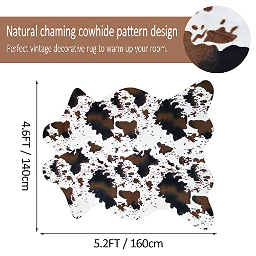 Cute Cow Print Rug Black and White Small Faux Cowhide Rug Animal Print Cow Rug for Table Bedroom Living Room Western Home Decor Mat, 3.6x2.46 Feet(75x110cm)