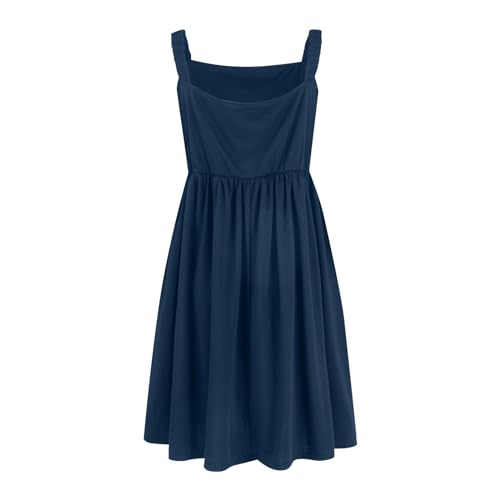 COTECRAM Women's Summer Casual Square Neck Flowy Dress with Pocket Cute Sleeveless Sundress High Waist A-line Mini Dresses