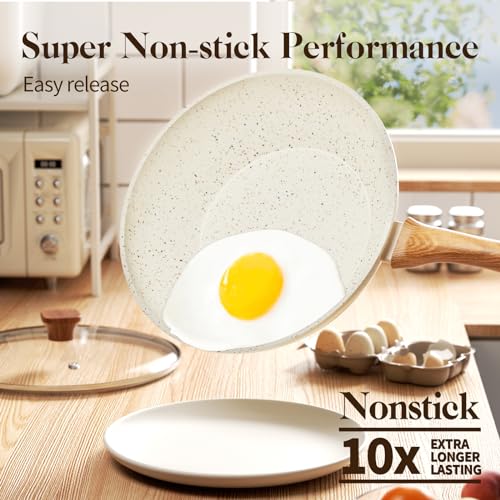 Pots and Pans Set Nonstick, 13 Piece Kitchen Nonstick Cookware Sets with Bakelite Handles, Non-Toxic Non Stick Cooking Set, Granite, Induction Compatible (PFOS, PFOA Free)