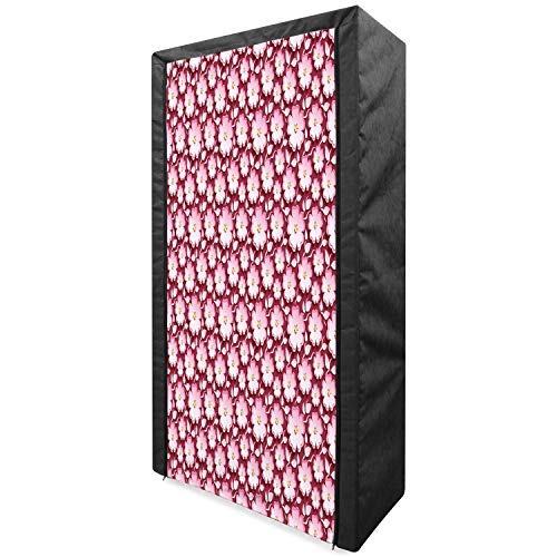 Ambesonne Asian Portable Fabric Wardrobe, Abstract Romantic Floral Arrangement 3D Style Japanese Cherry Tree Flowers, Clothing Organizer and Storage Closet with Shelves, 42.5