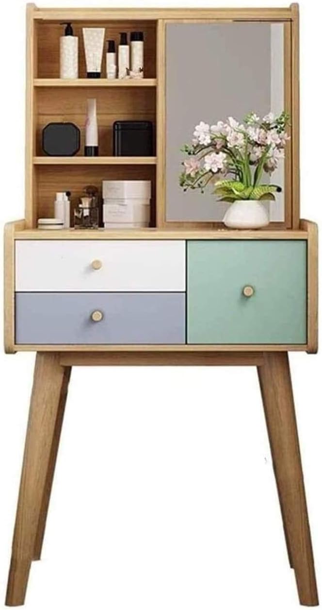 Luxury Dressing Vanity Table w/Stool for Bedroom, Makeup Vanity Modern Simplicity Nordic Dressing Table Bedroom Modern Minimalist Small Apartment Mini Multifunctional