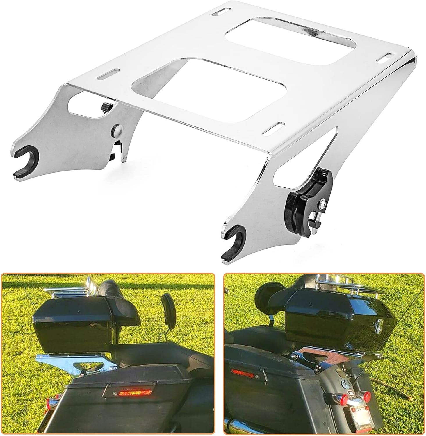 Two-Up Luggage Rack Tour Pak Rack with Docking Hardware Kit Compatible with 2014-UP Harley Touring Road King Electra Road Street Glide