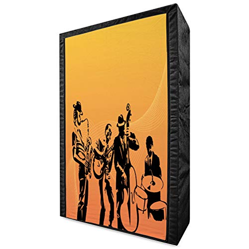 Ambesonne Jazz Music Portable Fabric Wardrobe, Silhouette of Jazz Quartet Performing on Stage Acoustic Passion Old Style Art, Clothing Organizer and Storage Closet with Shelves, 59